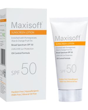 Maxisoft Sunscreen Lotion (SPF 50) 50 ml | UVA & UVB Protection | (Buy 10 Get 2 Free)